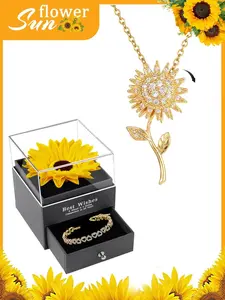 Sunflower Flower Bracelet with Gift Box, Soothing Relaxing Jewelry, Perfect Mother's Day Valentine's Day Birthday Gift, Fashionable Bracelet