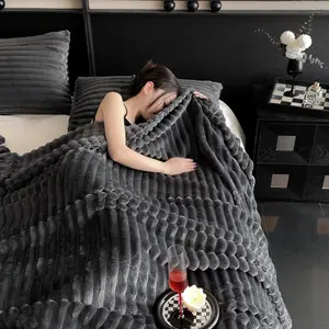 Ultra-Soft Home Decor Blanket, Lightweight Solid Color, Classic Striped Pattern, Multi-Color Options, Ideal for Bed Sofa Travel Camping All Seasons, Soft Warm Blanket, Soft Fleece Blanket, Lightweight Throw Blanket, Cozy Blanket Throw