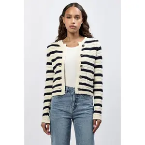 CAMBRIA NOVELTY CARDIGAN SWEATER BLACK IRIS STRIPE