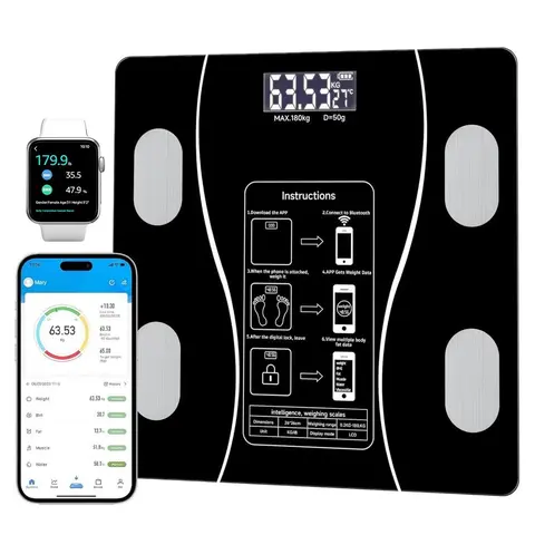 Digital Body Fat Scale, Scale for Body Weight and Fat Percentage, USB Rechargeable Bluetooth-compatible Body Composition Analyzer, Fitness Equipment for Home & Office