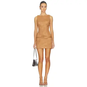 MORE TO COME Rileigh Mini Dress in Tan MORE TO COME Rileigh Mini Dress in Tan