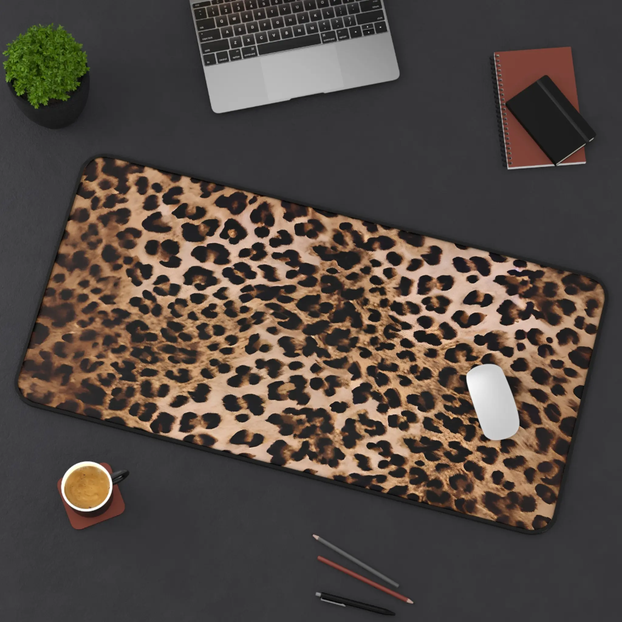 Desk Mat, Animal Print Leopard, Desk Accessories, Office Decor, Mouse Pad, Home Office Supplies