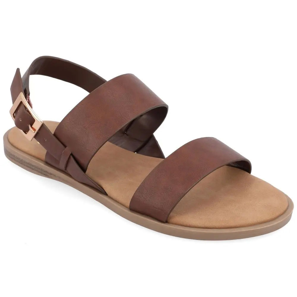 Journee Collection Womens Lavine Multi Strap Flat Sandals 8 Brown