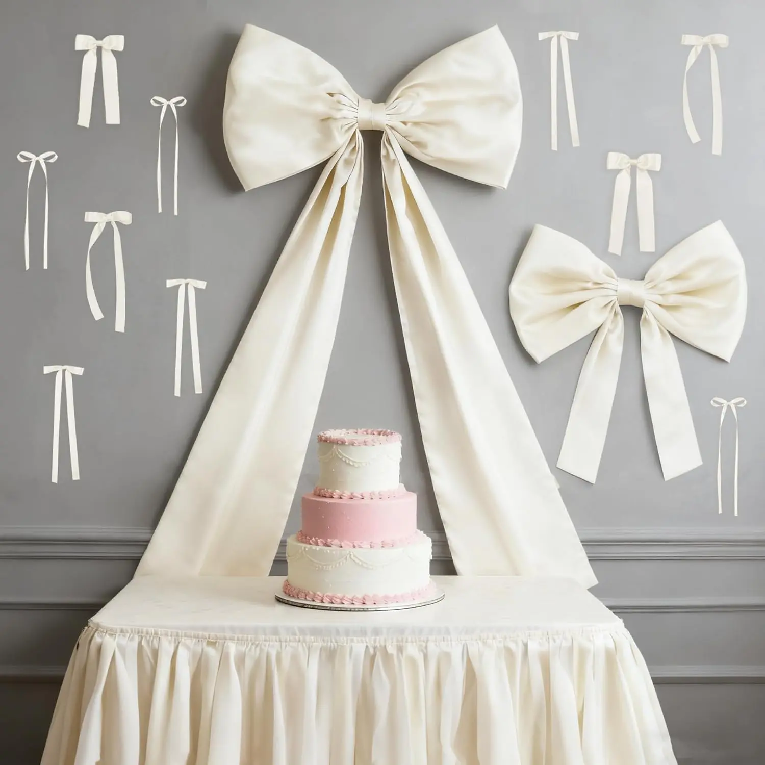 Extra Large White Bow Decor Set, 31 x 47 Inch Big Bow Room Decor Giant Bow Wall Hanging Decorations 12 PCS Set, for Christmas Coquette Room Decor Girls Birthday Wedding Party Photo Back