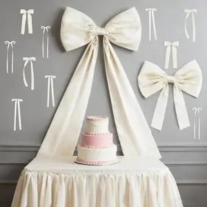 Extra Large White Bow Decor Set, 31 x 47 Inch Big Bow Room Decor Giant Bow Wall Hanging Decorations 12 PCS Set, for Christmas Coquette Room Decor Girls Birthday Wedding Party Photo Back