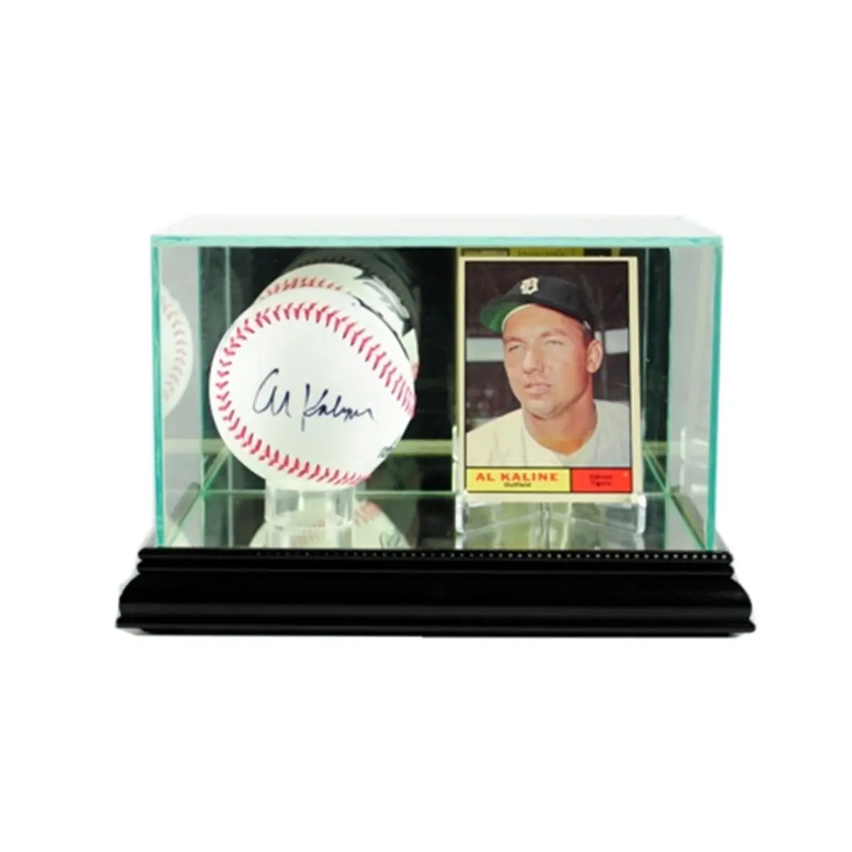 212 MAIN Acrylic Glass Sports Collectibles Display Case - Black, UV-Protected, Mirror Finish, Holds Sports Cards & Balls