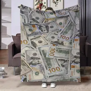 Banknote Pattern Flannel Blanket, 1 Count Soft Comfortable Throw Blanket, Air Conditioning Blanket for Home Bedroom Living Room Sofa