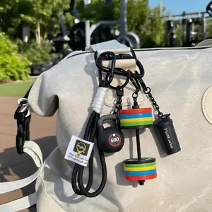 Sports Water Bottle Series Design, Fitness Exercise Accessories, Fashion Savior Keychain, Trendy Cute Keychain, Fitness Series Barbell Dumbbell Plate Exercise Water Pendant, Backpack Pendant, Suitable For Sports Men And Women Gifts