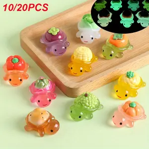 Resin Glow-In-The-Dark Vegetable Fruit Turtle Figurines DIY Accessories, Creative Desktop Car Decorations, Cute Desktop Decoration, Ideal Christmas Holiday Gift Ideas