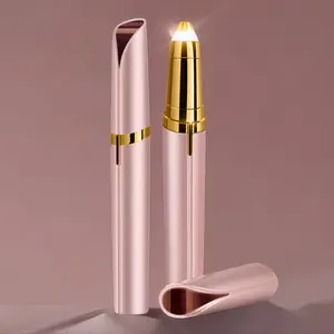 USB Rechargeable Electric Eyebrow Trimmer, 1 Box Portable Eyebrow Shaper & USB Cable & Brush, Eyebrow Razors, Baby Pink Facial Hair Removal Tool for Women, Hair Trimmer