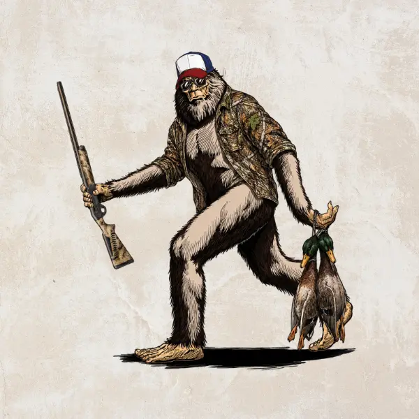 Sasquatch Duck Hunter Sticker, Bigfoot Duck Hunting Waterproof Vinyl Decal for Truck, Car, Boat, Laptop, Window & Hunting Gear