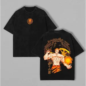Escanor Seven Deadly Sins Graphic Tee – Vintage Washed Heavyweight Cotton Anime Shirt & Hoodie, Trendy Streetwear Menswear for Casual, Party, Convention, and Anime Fans
