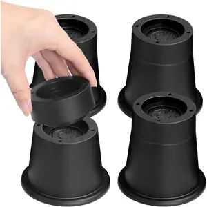 Bed Risers 2 inch, 3 Inch, Heavy Duty Round Furniture Risers Lifts 3" for Table, Desk , Sofa, Couch, Adjustable Bed Frame Risers Supports Up to 6,000 Lbs, Black, 4 Pack