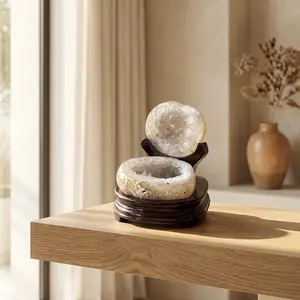 Natural Crystal Healing Decor Bowl with Geode Slices for Home Decor and Healing Practices