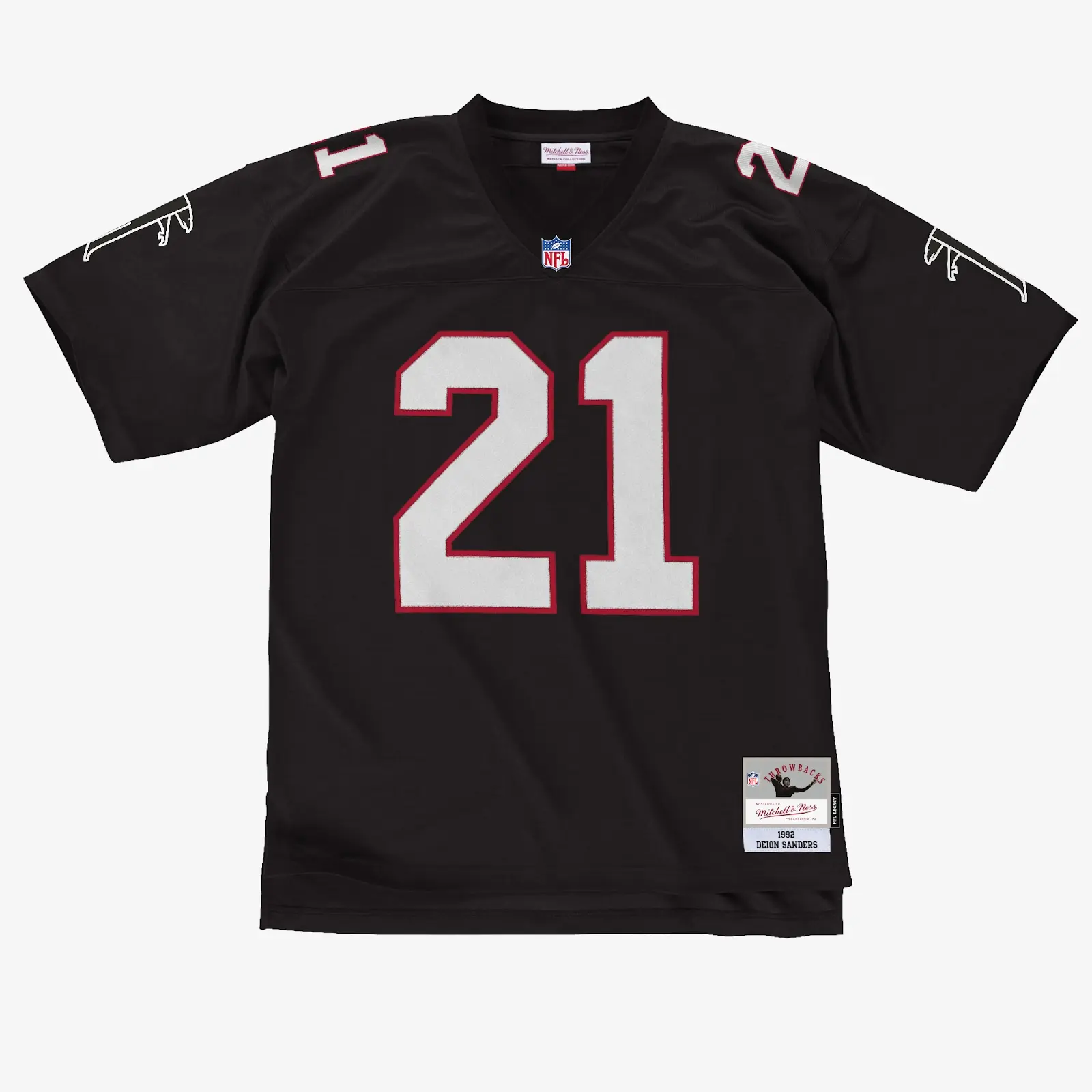 Deion Sanders Atlanta Falcons 1992 Legacy Player Jersey - Mitchell & Ness NFL Throwback, 90s Retro Football Jersey Deion Sanders Atlanta Falcons 1992 Legacy Player Jersey - Mitchell & Ness NFL Throwback, 90s Retro Football Jersey