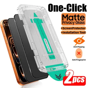 2 Piece Matte Privacy Tempered Glass Cellphone Smartphone Accessories Screen Protector Kit, Compatible with iPhone 17 Pro Max/17 Pro/17 Air/16 Pro Max/16/15/14/13/12/11
