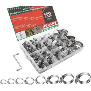 112pcs Hose Clamps Stainless,Stainless Clamps,Hose Clamp Assortment Kit,Worm Gear Pipe Clamps