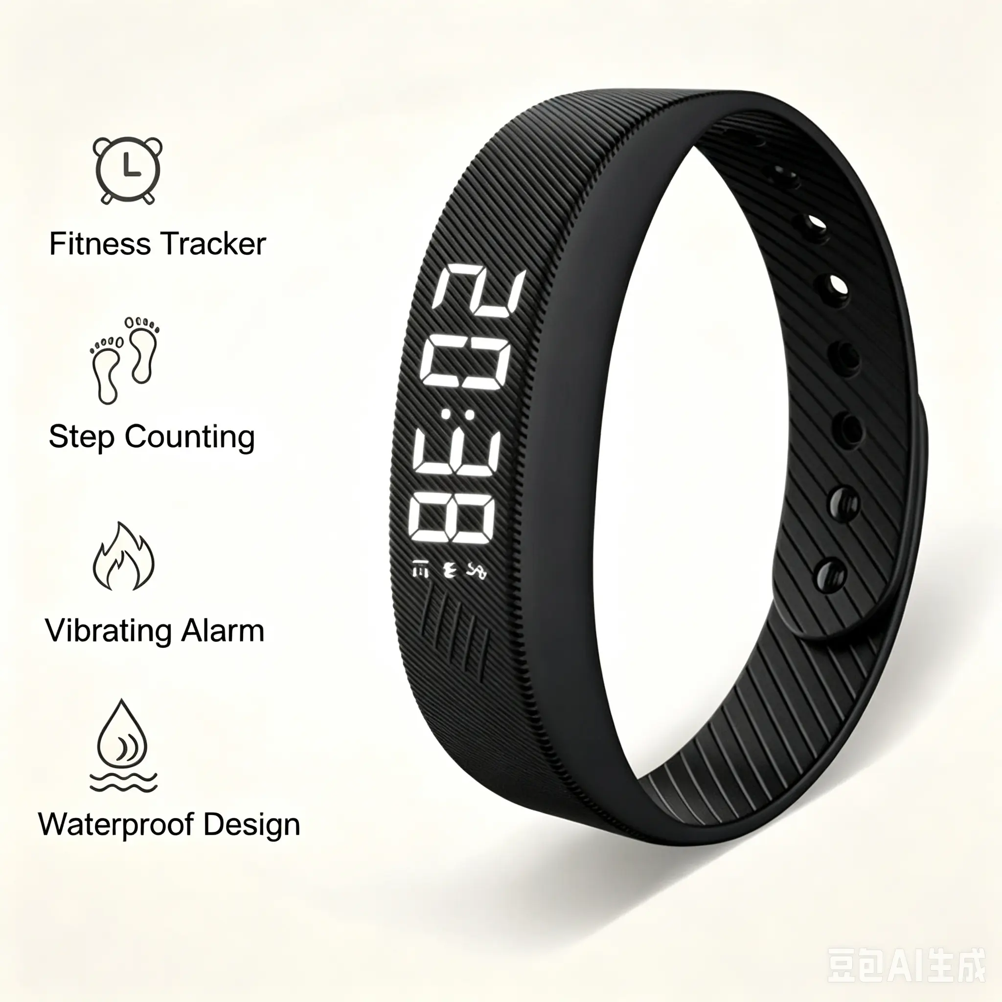 IP67 Waterproof Smart Fitness Tracker Bracelet - USB-Enabled Wearable with Running Pedometer, LED Digital Display, 2 Sets of Vibrating Alarms, Activity Detection