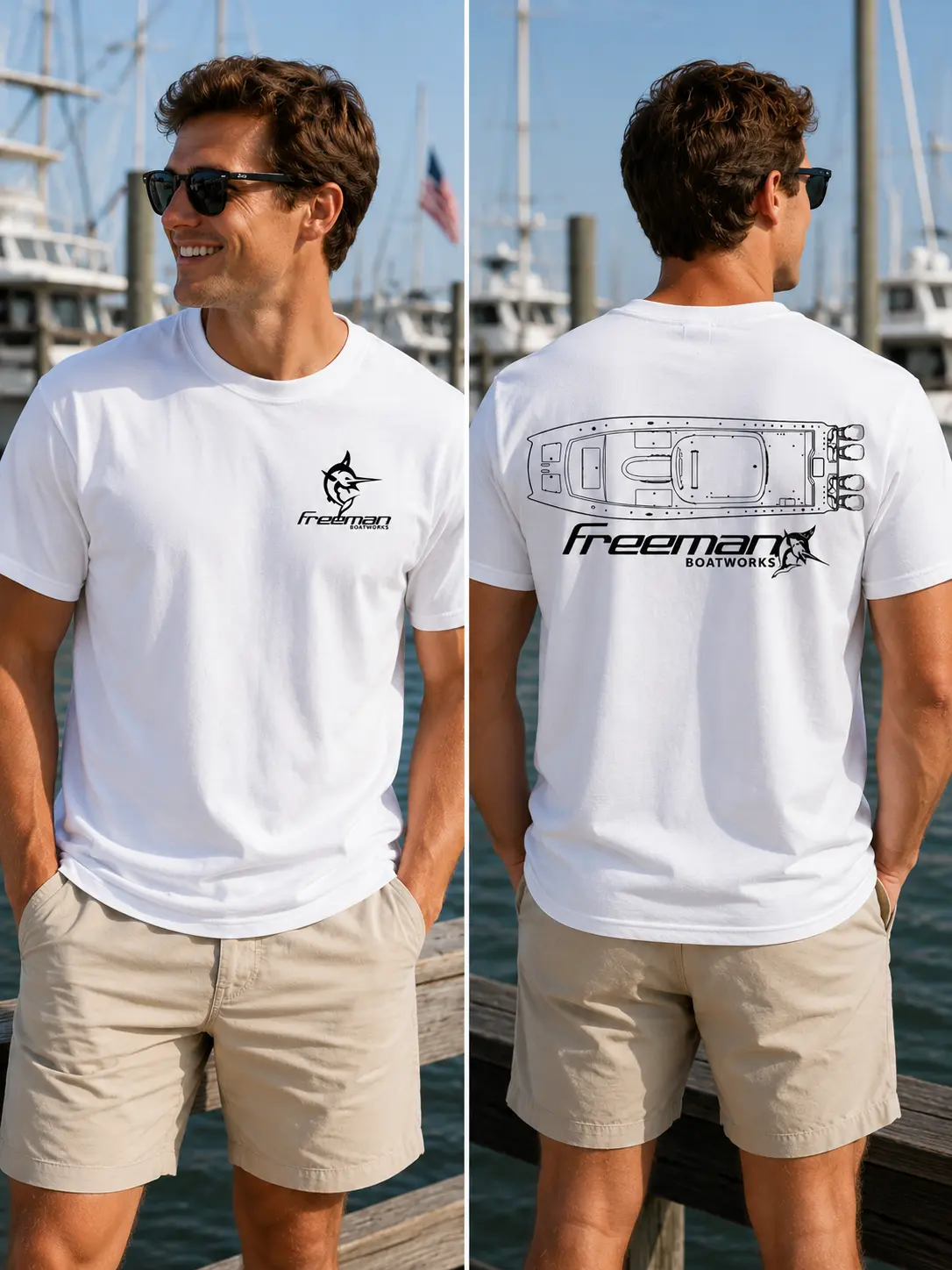 Freeman Boatworks T-Shirt, Center Console Boat Shirt, Offshore Fishing Boat Tee, Freeman Boat Graphic Shirt