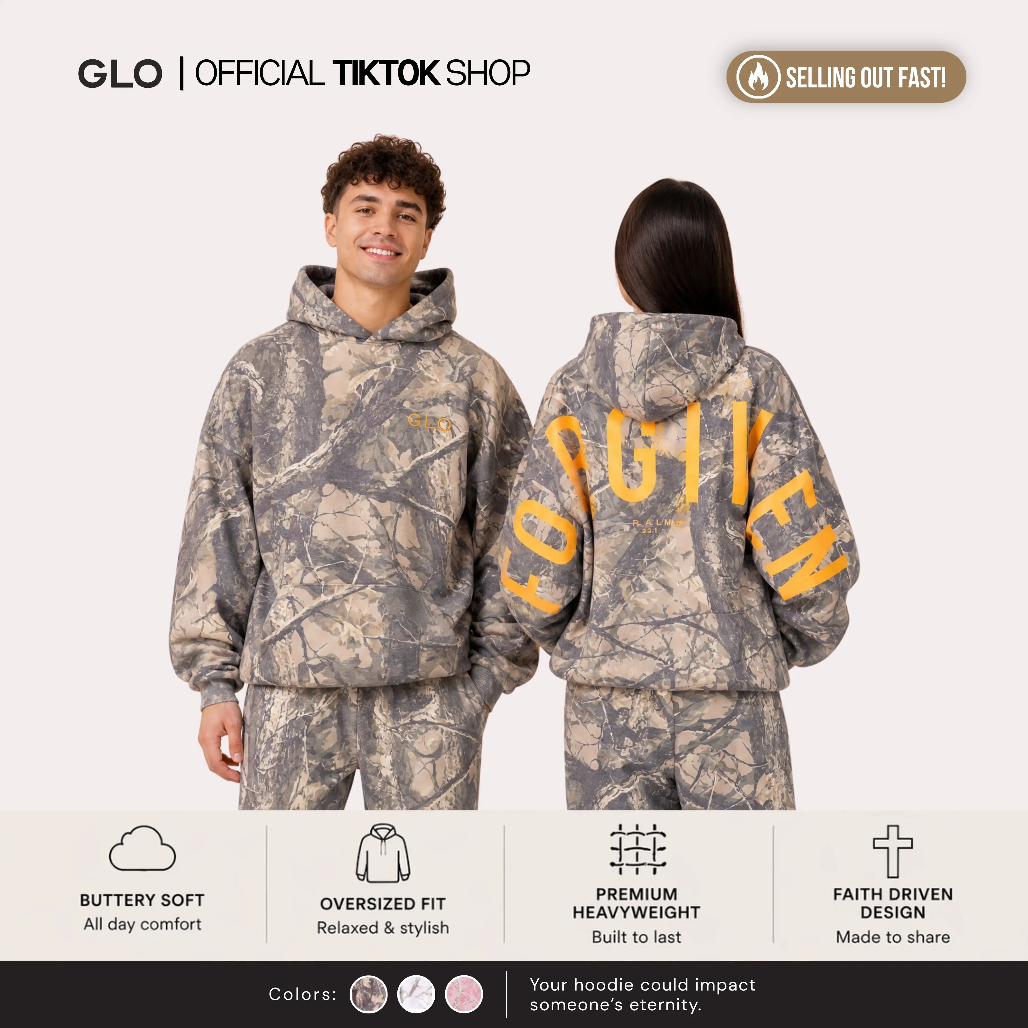GLO Kingdom Essential Hoodie | Camo Collection | Oversized Christian Hoodie | Buttery Soft Sweatshirts