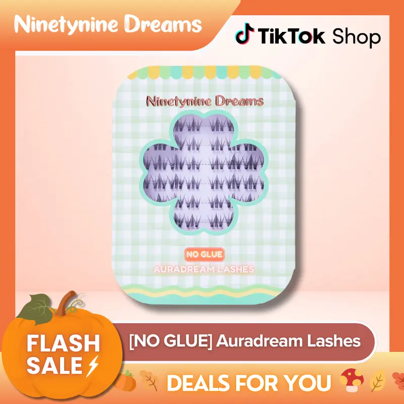 Ninetynine Dreams [NO GLUE] Auradream Self-Adhesive Lashes | 9–13mm C Curl No Glue Required Press-On Lash Clusters - Natural Spiky Douyin Animé Manhua False Eyelashes, Stick-On Leightweight Comfortable Lashes Ultra Thin Jelly Band for Daily Makeup