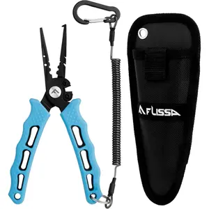 7-1/2 Inch Fishing Pliers, 420 Stainless Steel Fish Pliers, Corrosion Resistant Fishing Pliers Hook Remover, Split Ring Pliers for Fishing with Braid Cutters, Sheath and Lanyard