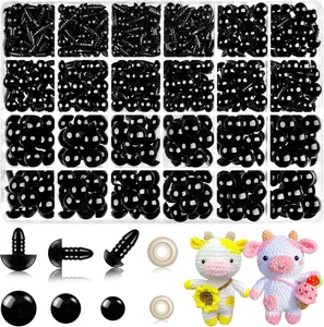 1200PCS Safety Eyes for Amigurumi, Stuffed Crochet Eyes with Washers 6mm, 8mm, 12mm Plastic Crochet Safety Eyes Black Safety Eyes for Crochet Stuffed Animal Eyes for Craft Teddy Bear 6