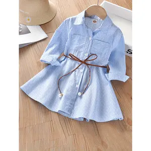 Girls' Spring, Summer, and Autumn Shirt Dress Princess Dress One Size Small
