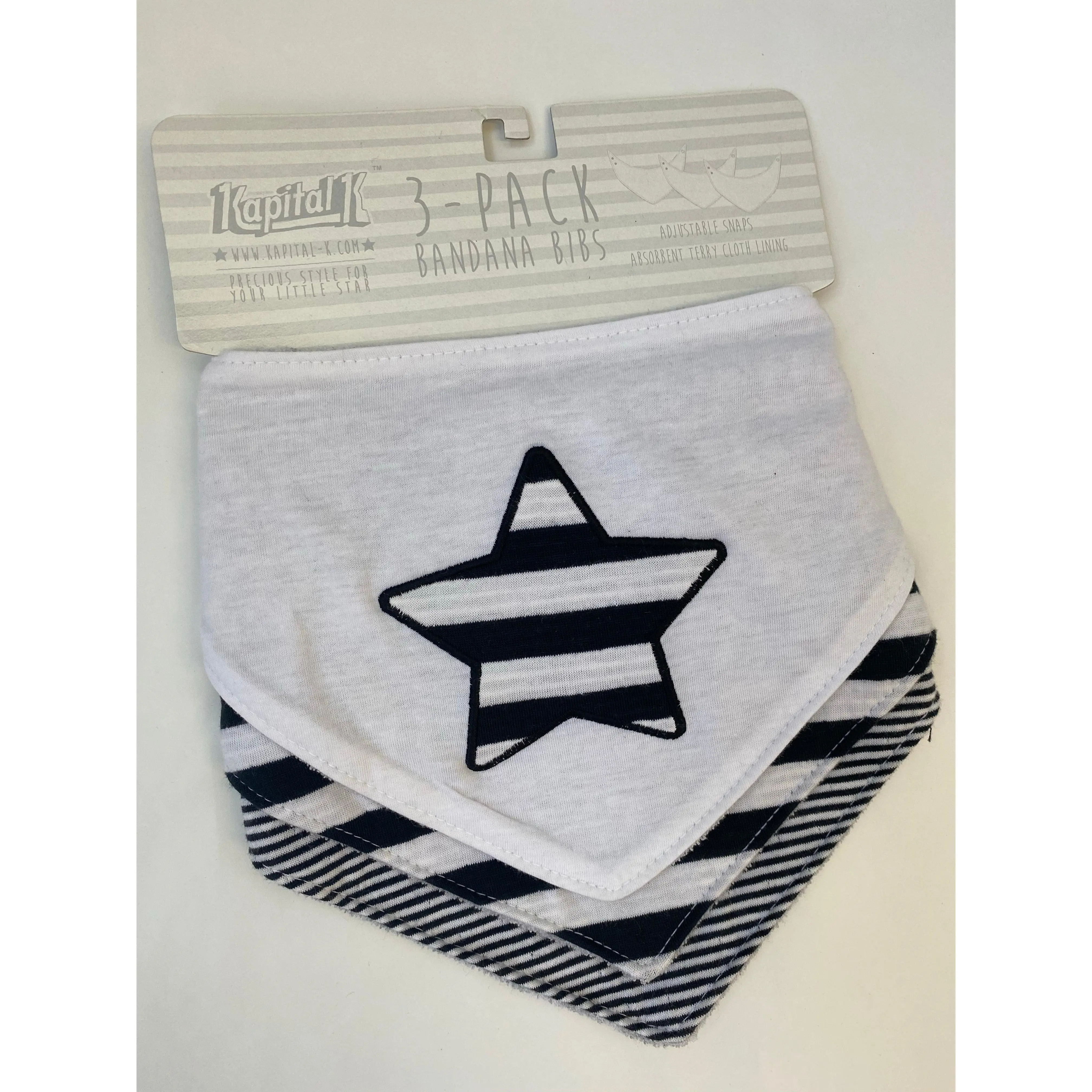3 pack bandana bibs-black and white