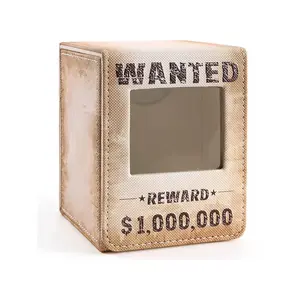 Wanted Poster Themed Deck Box with Commander Display, MTG Card Deck Case Fit 120 Single Sleeved Cards, PU Leather Magnetic Card Storage Box with 2 Dividers, Compatible with One Piece/TCG
