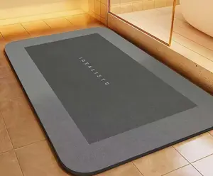 Bathroom Mat with Excellent Water Absorption Capacity Dries Quickly Anti-Slip and Durable Gray Mat rubber bath super absorbent bath mat magic diatomite shower room carpet
