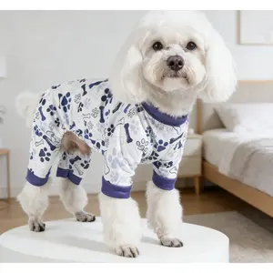 pet pajamas/dog cat pajamas/cute dog print jspring autumn pet clothes/ Cute pet dog print pajamas for small and medium dogs, soft elastic fabric, comfortableYorkshire Pomeranian daily wear breathable sleepwear Lightweight T-Shirt Spring Summer accessories