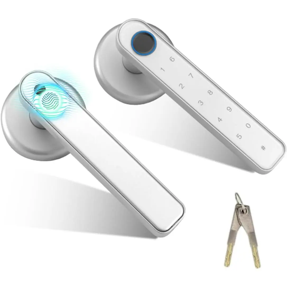 Door Lock,Touchscreen Biometric Door Lock, with Passcode Door Handle,Lock Handle Door Lock, for Bedroom Home Hotel Office Apartment (Sliver)