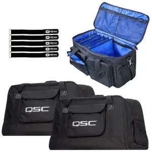 (2) QSC K12TOTE K12 Speaker Tote Bags with Utility Storage/Transport Bag Package