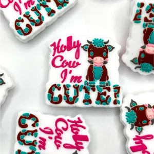 1pc Holy Cow I'm Cute 2.0 Silicone Focal Beads - Cute Cow Crafting & Beading