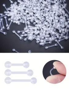 10pcs Clear Acrylic Stud Earrings for Women Men, Transparent Simple Ear Cartilage Piercing, Tragus Helix Body Jewelry