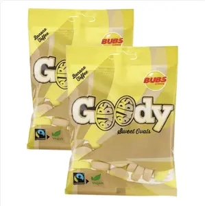 Bubs Swedish Candy - Banana Caramel Ovals, Pack of 2 x 90g Bags, Vegan & Guilt-Free, Swedish Candy