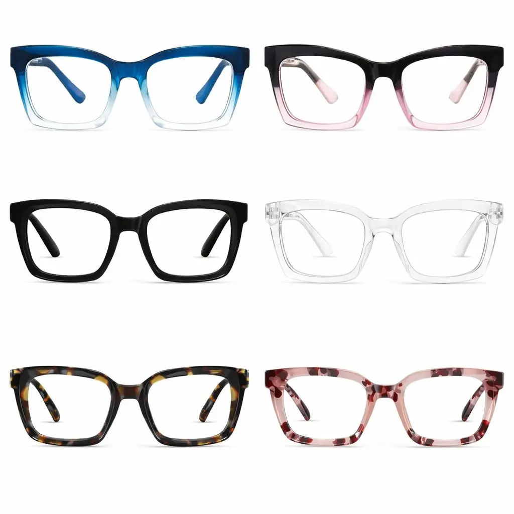 [Live Exclusive] 6-Pack Fashion Women's Square Blue Light Blocking Reading Glasses