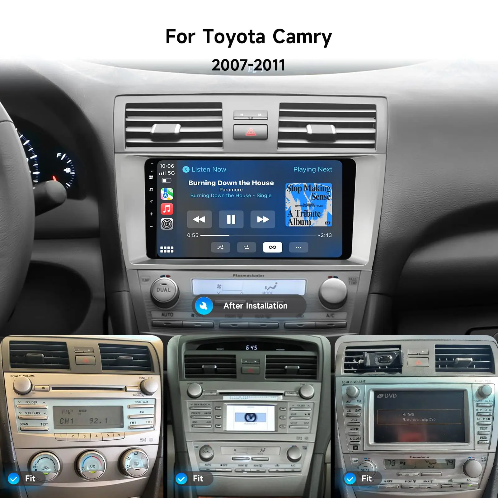Dasaita Android 13 Car Stereo for Toyota Camry 2007-2011 with Wireless Carplay & Android Auto, 9" Touch Screen Radio, GPS Navigation, Bluetooth 5.0, Head Unit, 6G RAM 64G ROM, 4G LTE, 5G WiFi, DTS