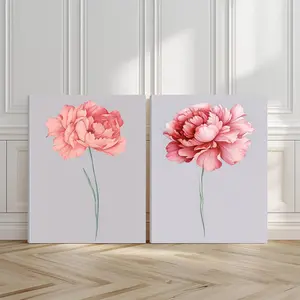 2pcs Romantic Rose Wooden Wall Art, Romantic Color Poster, Gentle Beauty Art Prints, Soft Pink Home Decor, Modern Wall Paintings, Minimalist Canvas Posters Wall Arts, Decor for Living Room, Restaurant, Kitchen, Bedroom, Housewarming Gift, With Frame