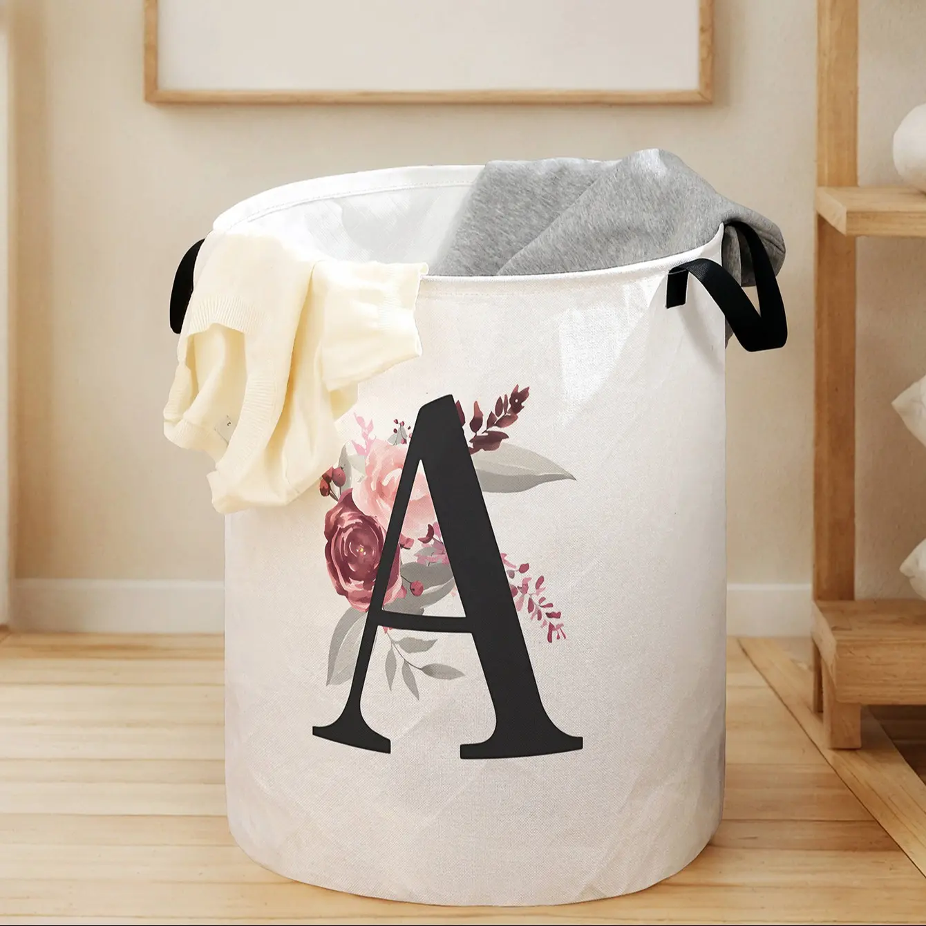 Laundry Basket with Letter Print and Handles, Durable Large Capacity Folding Hamper for Clothes and Toys, Home Storage Solution, Laundry Bin, Foldable Laundry Basket, Clothes Baskets