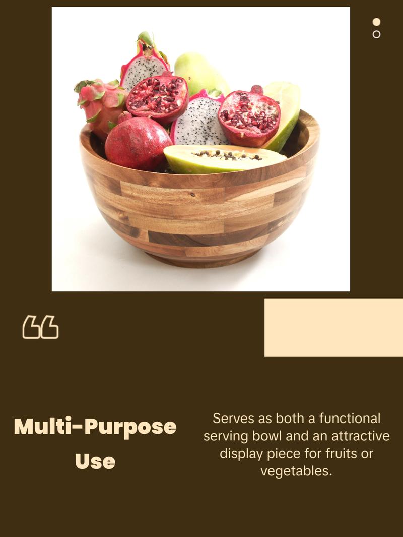 Premium Thick Acacia Wood Salad And Serving Bowl