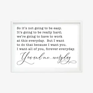 "So It's Not Going To Be Easy" Aesthetic Wall Art-poster unframed. Bedroom Wall Art Print, Minimalist Art, Wall Art Print Set