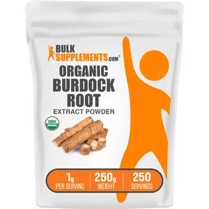 BulkSupplements Organic Burdock Root Extract Powder - Dietary Supplements - Edible - Natural Antioxidants - Fitness - Burdock Extract - 250g - 1000mg per Serving