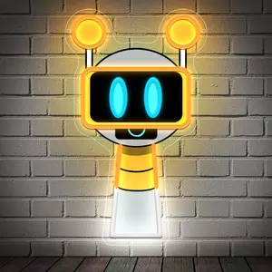 Robot Wall Decor Neon Light, Single Color LED Sign Neon Light, USB Powered, Perfect for Garage, Auto Repair Shop, Man Cave Decoration