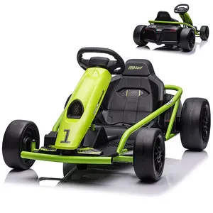 【GARVEE】Electric Ride-On Go Kart for Kids 8+ Years, 24V 9Ah Battery, Dual 300W Motors, 8MPH Speed with Slow Start, Music, Horn, and Drifting Function, Max Load 155lbs, Green Racing Toy