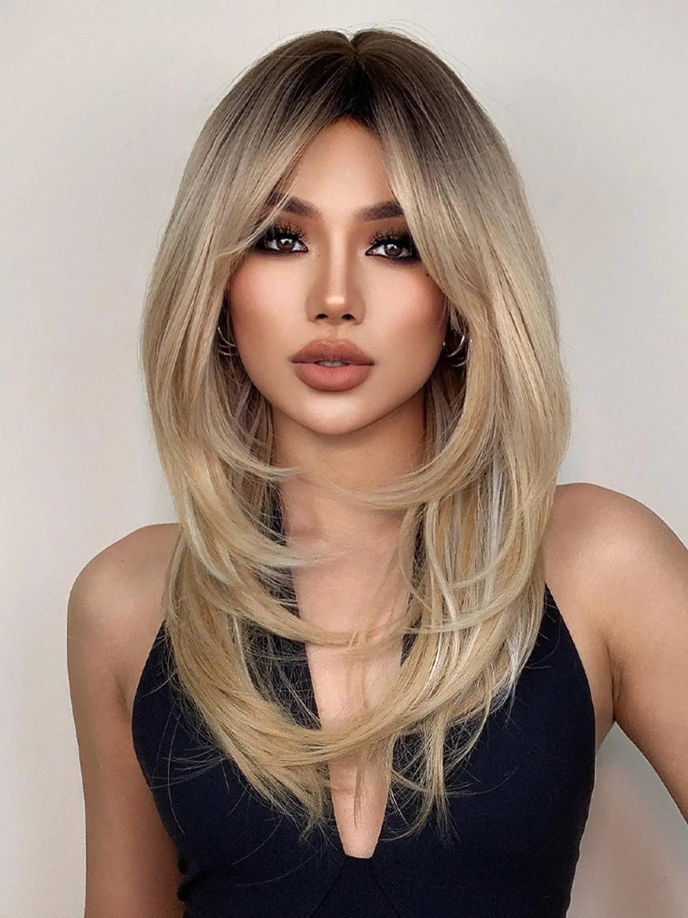 24 Inch Summer 2024 Golden Long Straight Wigs for Women, Gorgeous Fluffy Wigs Without Bangs, Synthetic Full Machine Wigs for Party, Cosplay, Daily Use, Synthetic Straight Hair