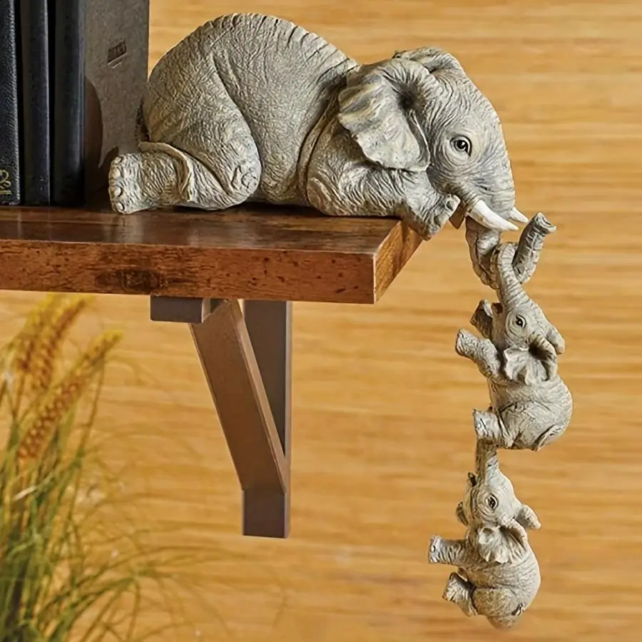 Elephant Shaped Hanging Ornament, 1 Set Creative Resin Decorative Craft, Decoration Supplies for Home Garden Yard