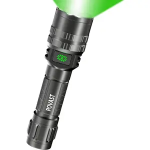 PVL2 Zoomable Green Light Rechargeable LED Flashlight, 1200 Lumens High-Power Standard Torch, Outdoor Bright Hunting Light with Battery, High-Power Standard Torches