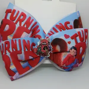 Red panda hair bow jacob hairclip slip grip